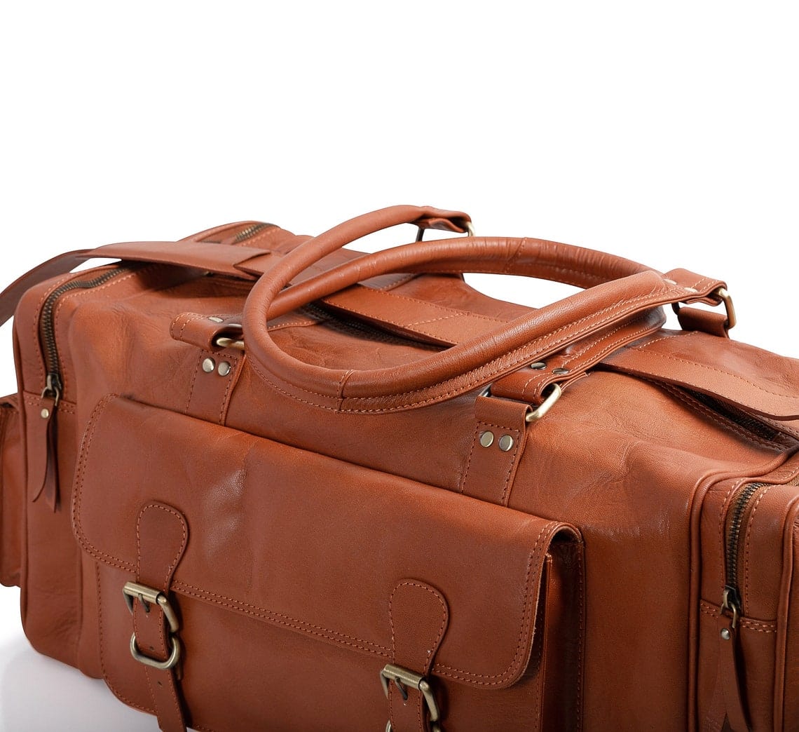 kinnoti Tan Leather Duffle Bag