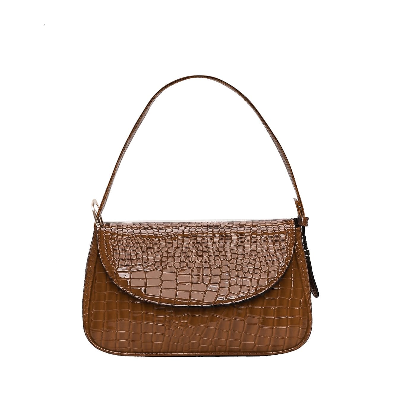kinnoti vegan sling bag Brown Croc Embossed Flap Shoulder Bag