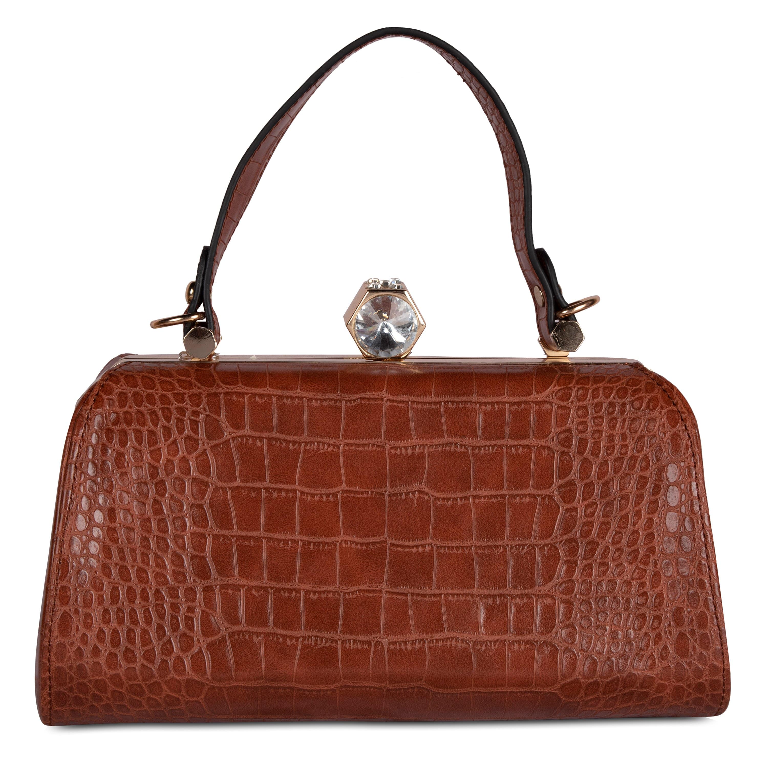 kinnoti vegan sling bag Brown Solid Box Clutch