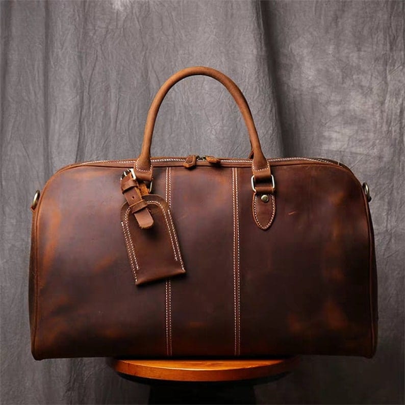 Kinnoti Vinatge Brown Genuine Leather Travel Duffle Bag
