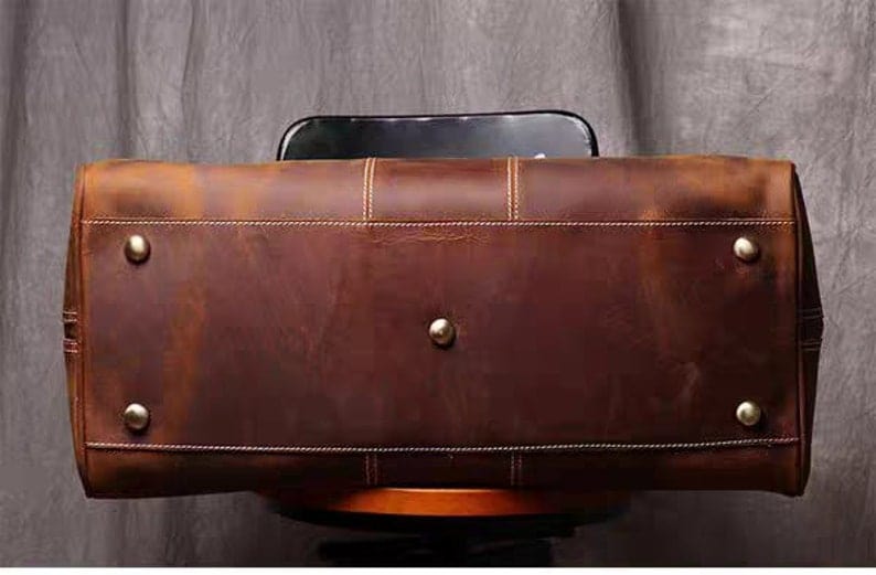 Kinnoti Vinatge Brown Genuine Leather Travel Duffle Bag