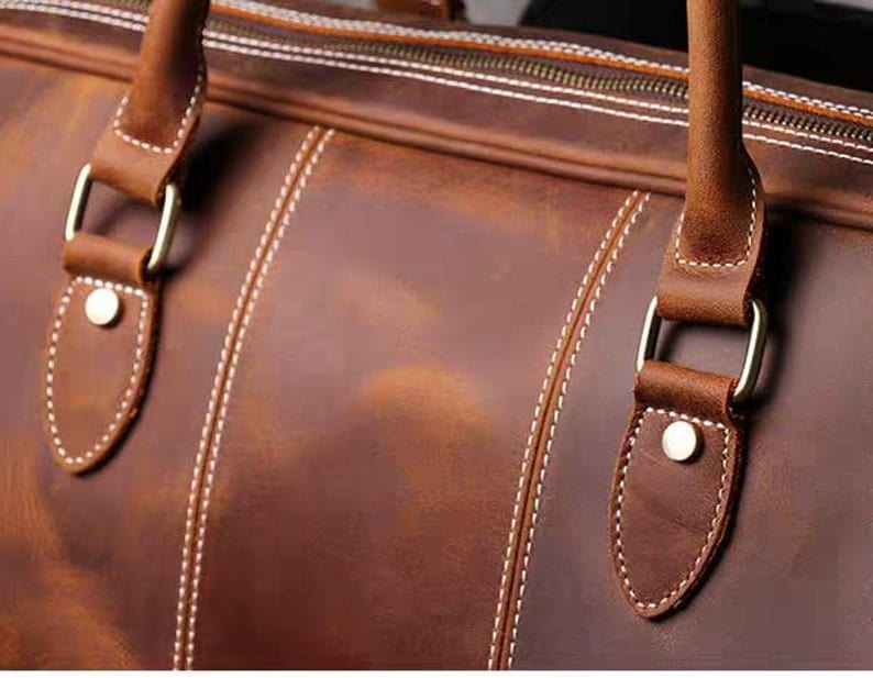 Kinnoti Vinatge Brown Genuine Leather Travel Duffle Bag