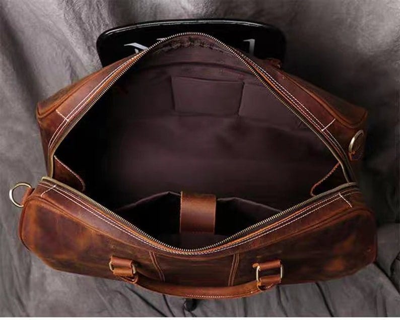 Kinnoti Vinatge Brown Genuine Leather Travel Duffle Bag