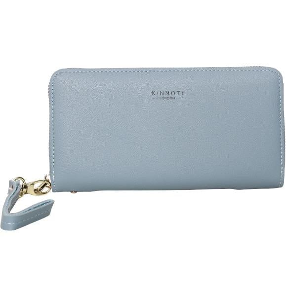 KINNOTI Wallets Blue Leather Bifold Clutch