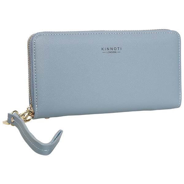 KINNOTI Wallets Blue Leather Bifold Clutch