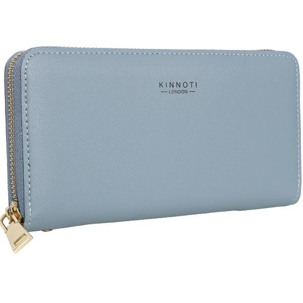 KINNOTI Wallets Blue Leather Bifold Clutch