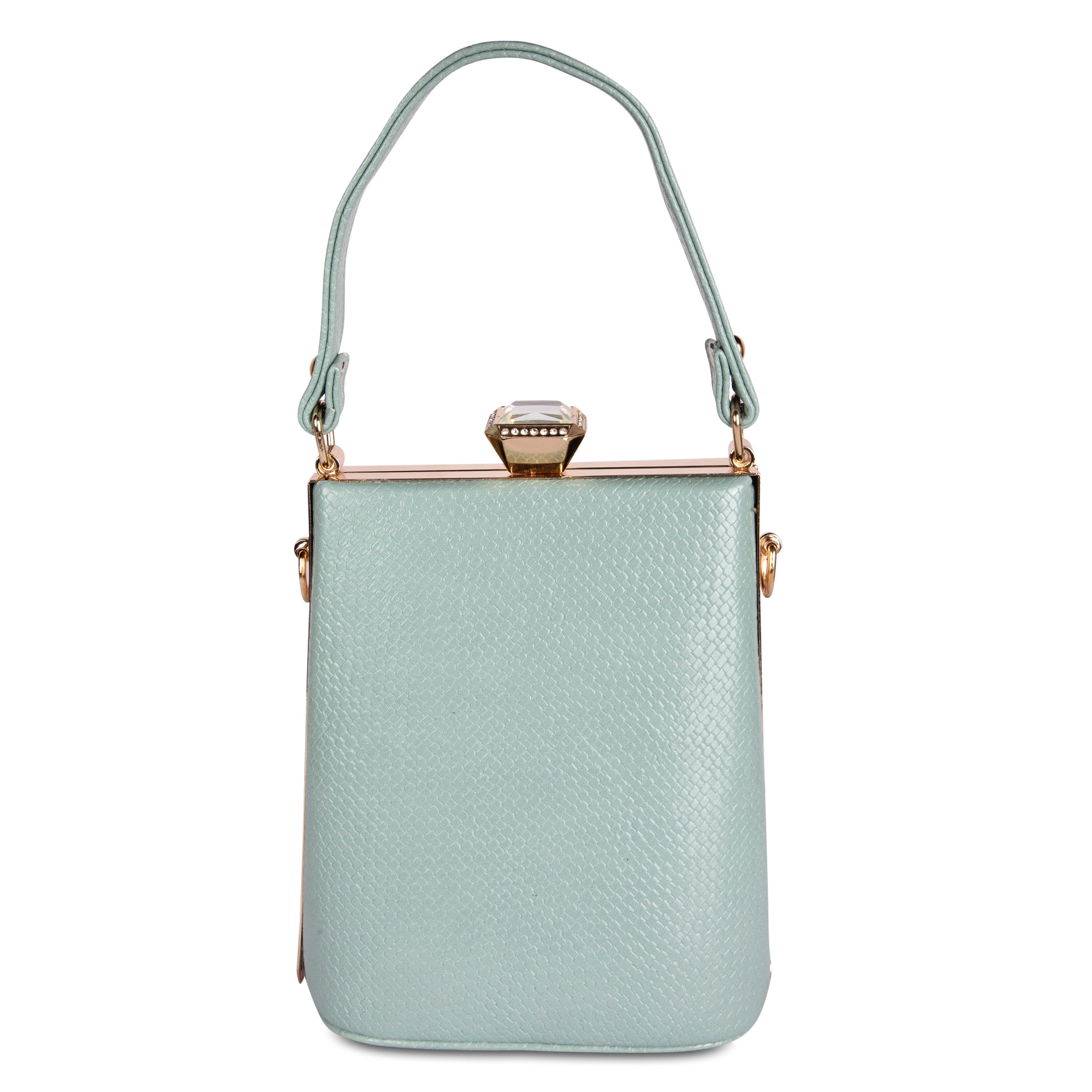 kinnoti Wallets Sky-Blue Top Handle Medium Clutch