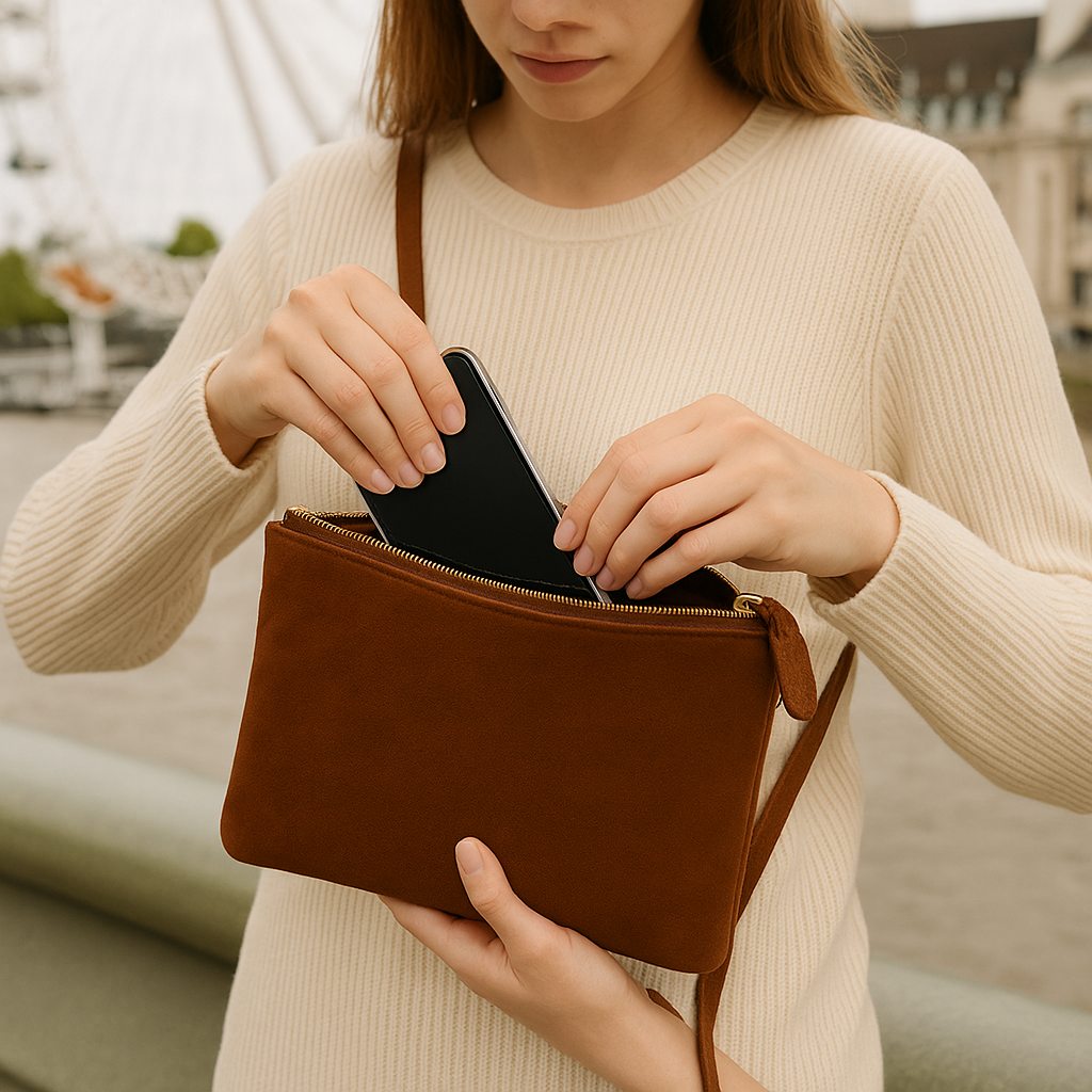 Three Compartment Leather Sling Bag