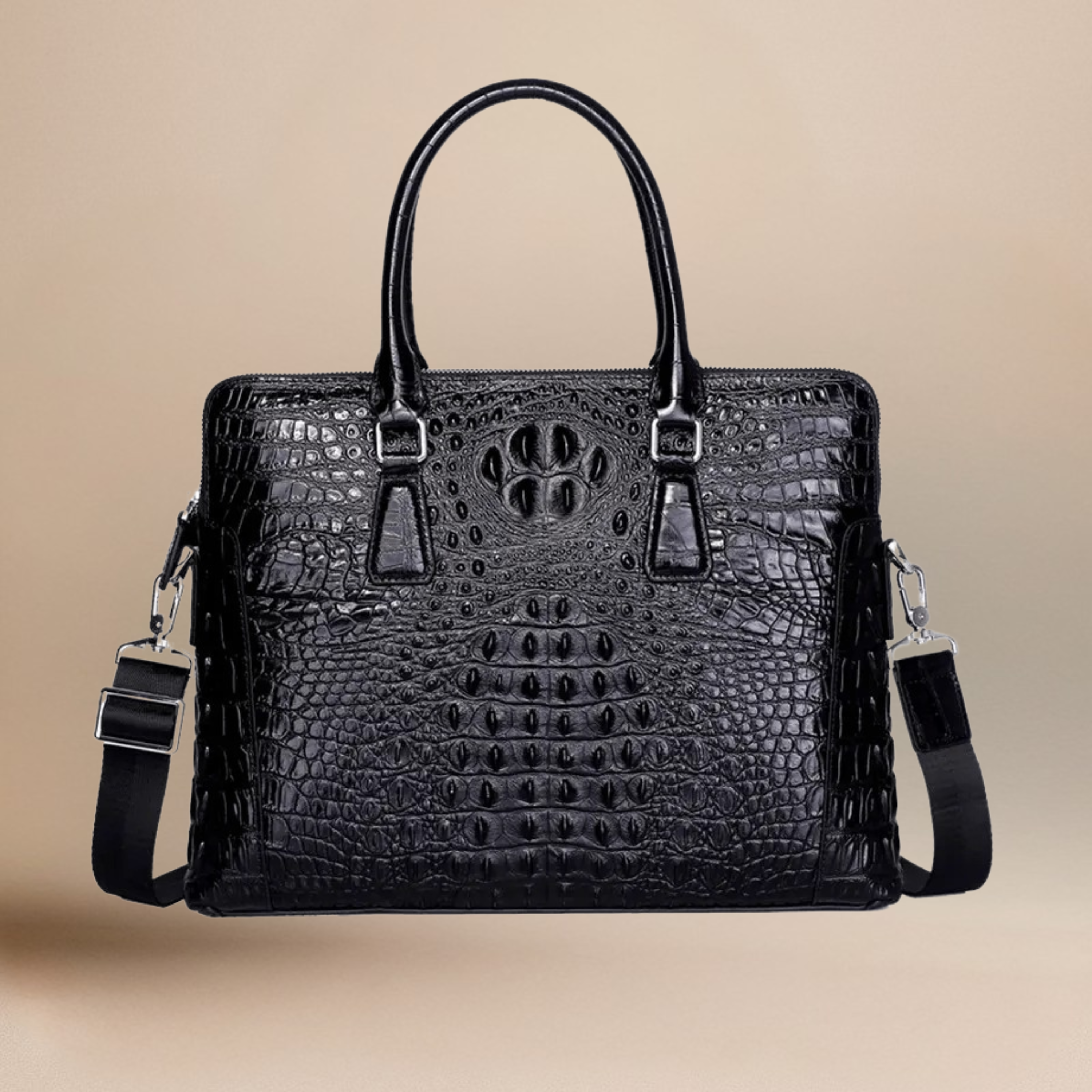 Croco Pattern Embossed Vegan Leather Laptop Bag