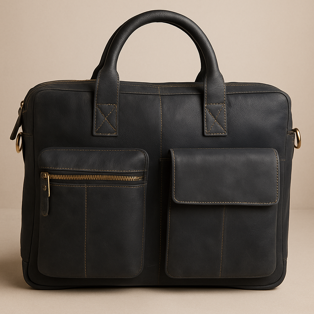 Blue Oilbony Leather Laptop Bag
