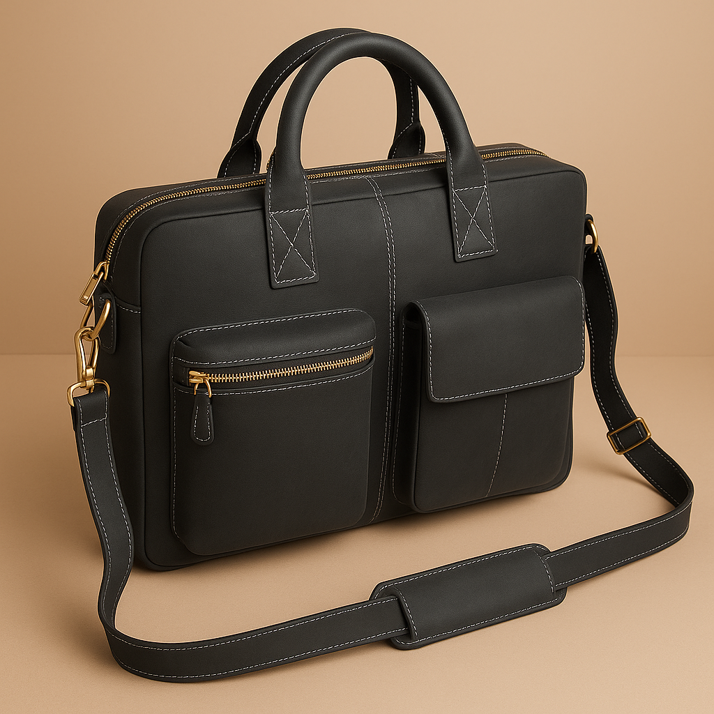 Blue Oilbony Leather Laptop Bag