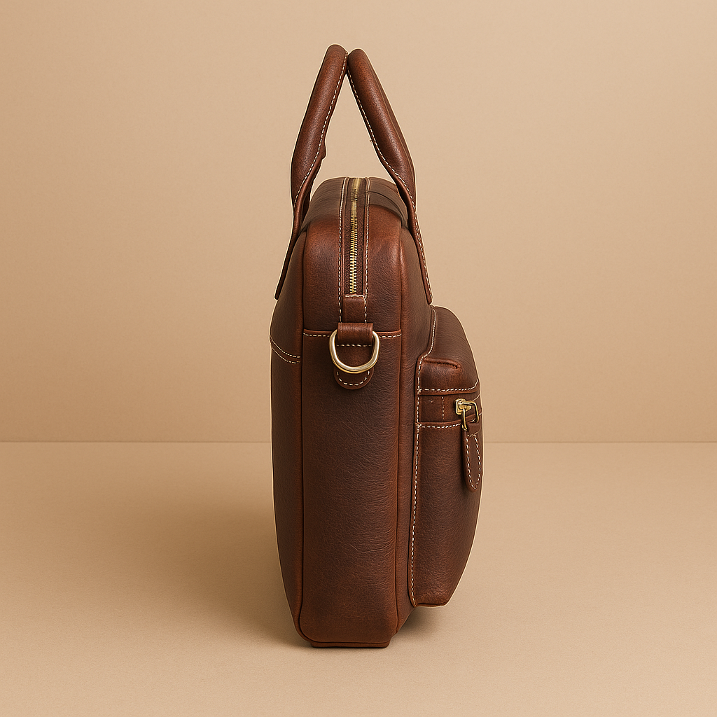 Blue Oilbony Leather Laptop Bag