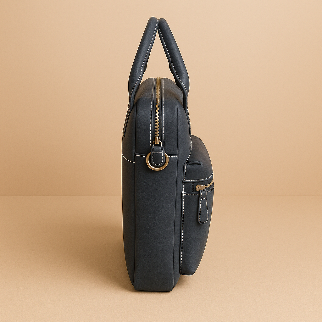 Blue Oilbony Leather Laptop Bag