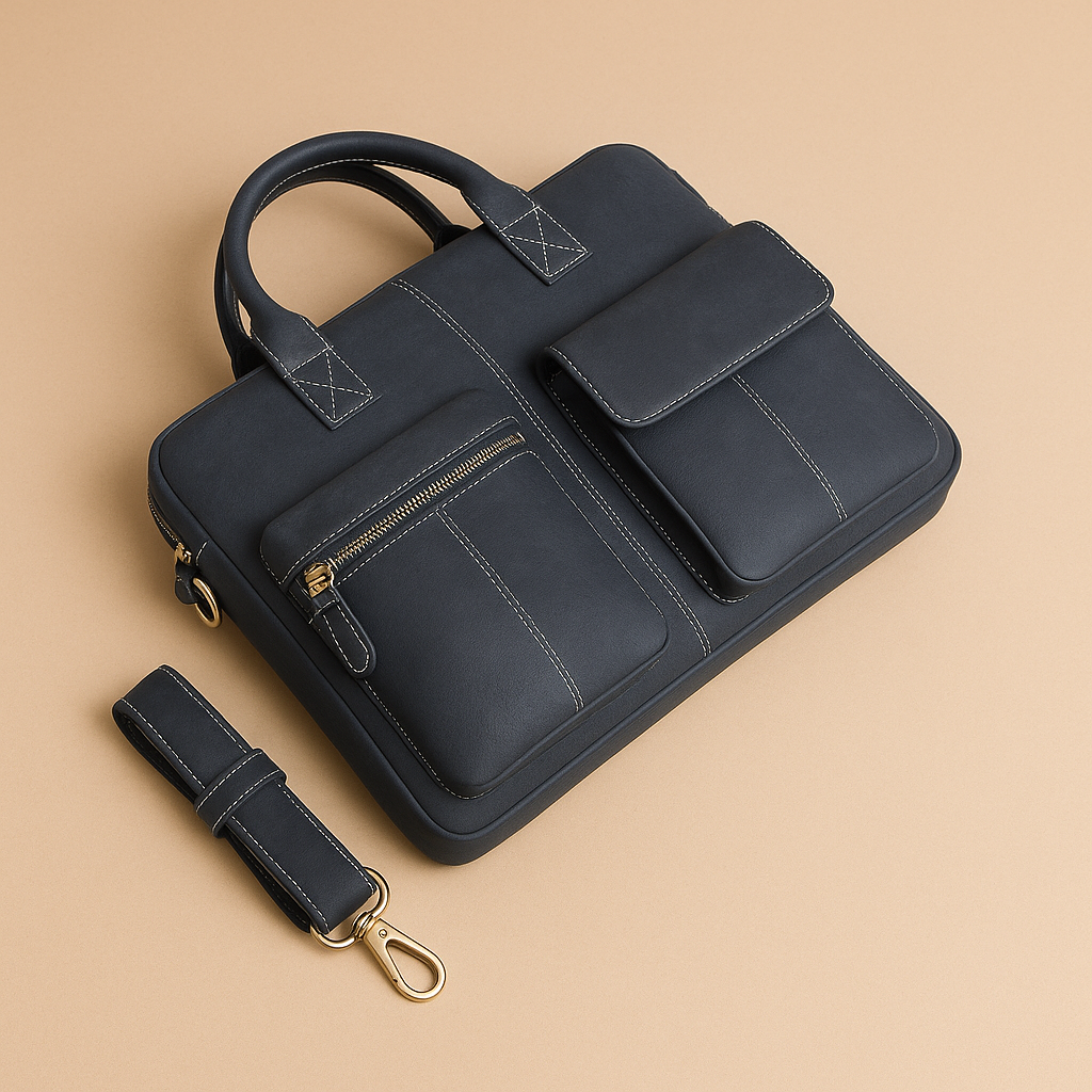 Blue Oilbony Leather Laptop Bag