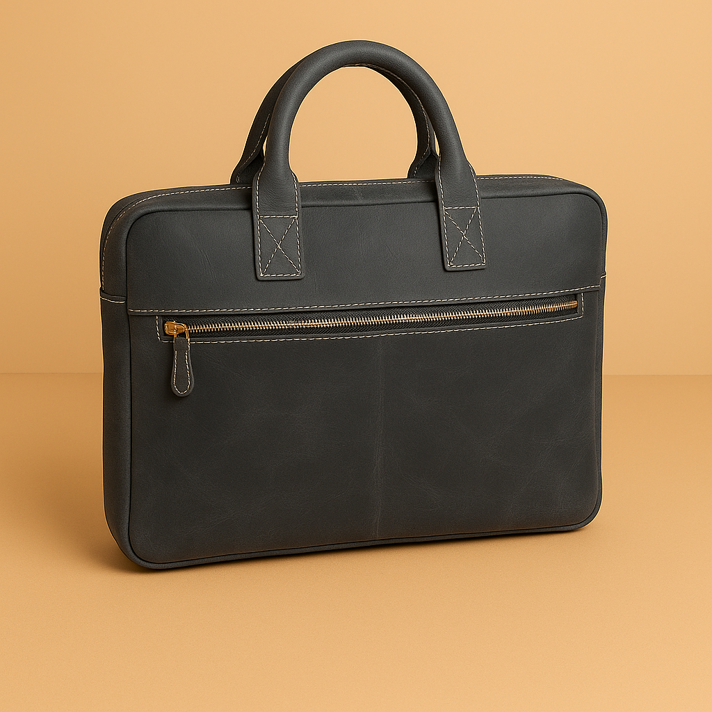Blue Oilbony Leather Laptop Bag