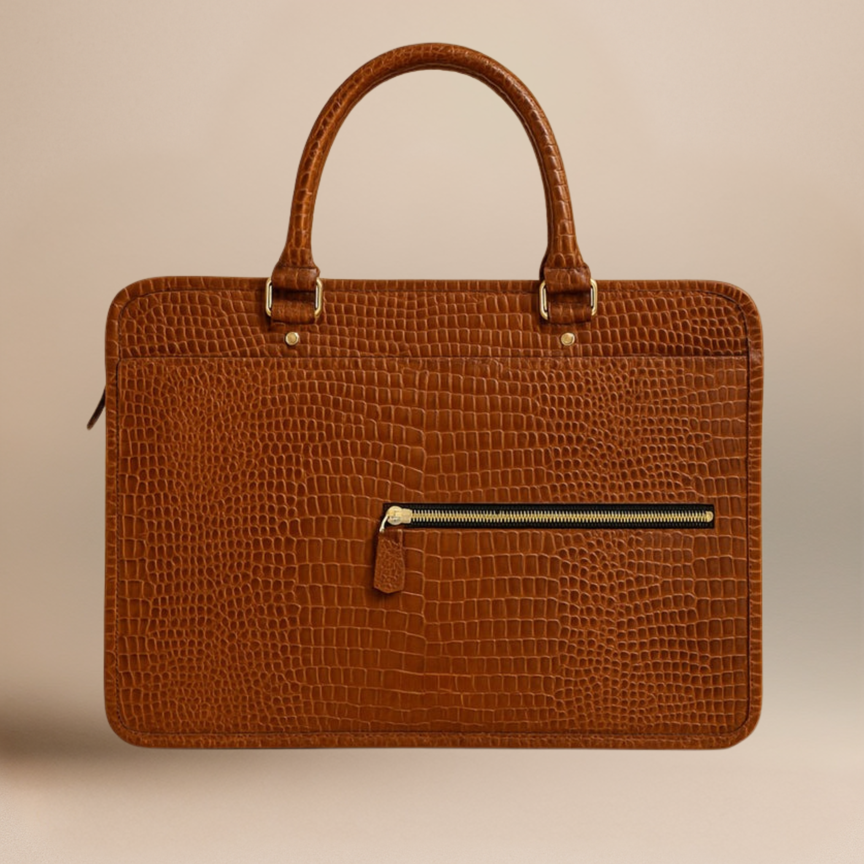 Croco Pattern Marron Laptop Bag