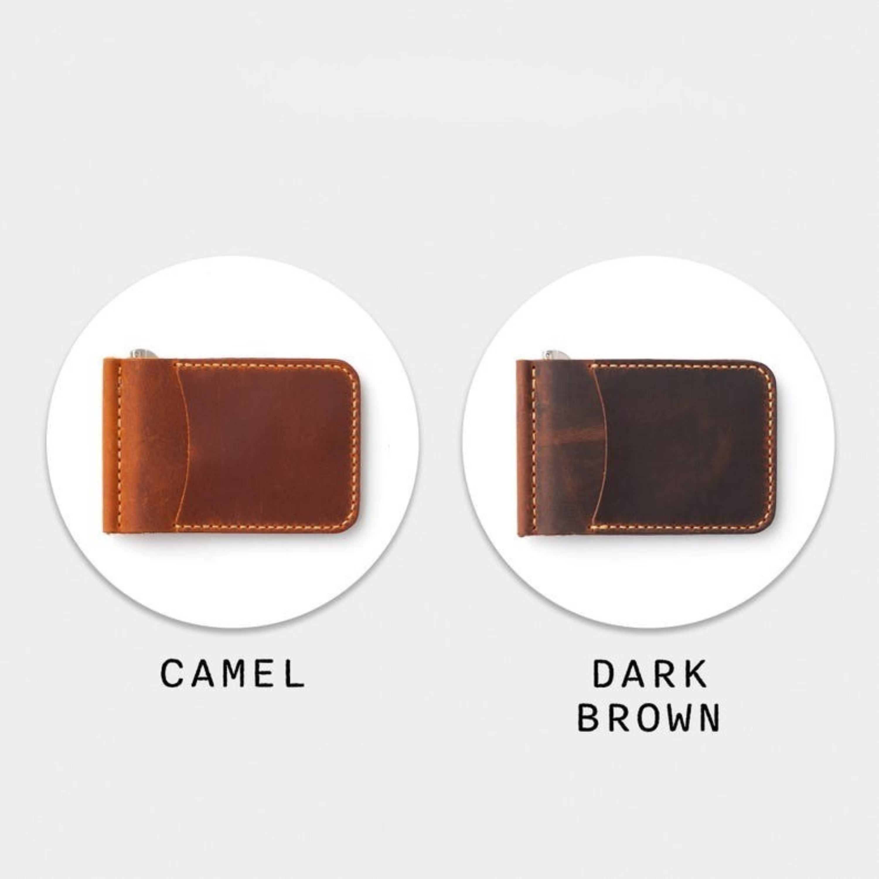 Two leather money clips