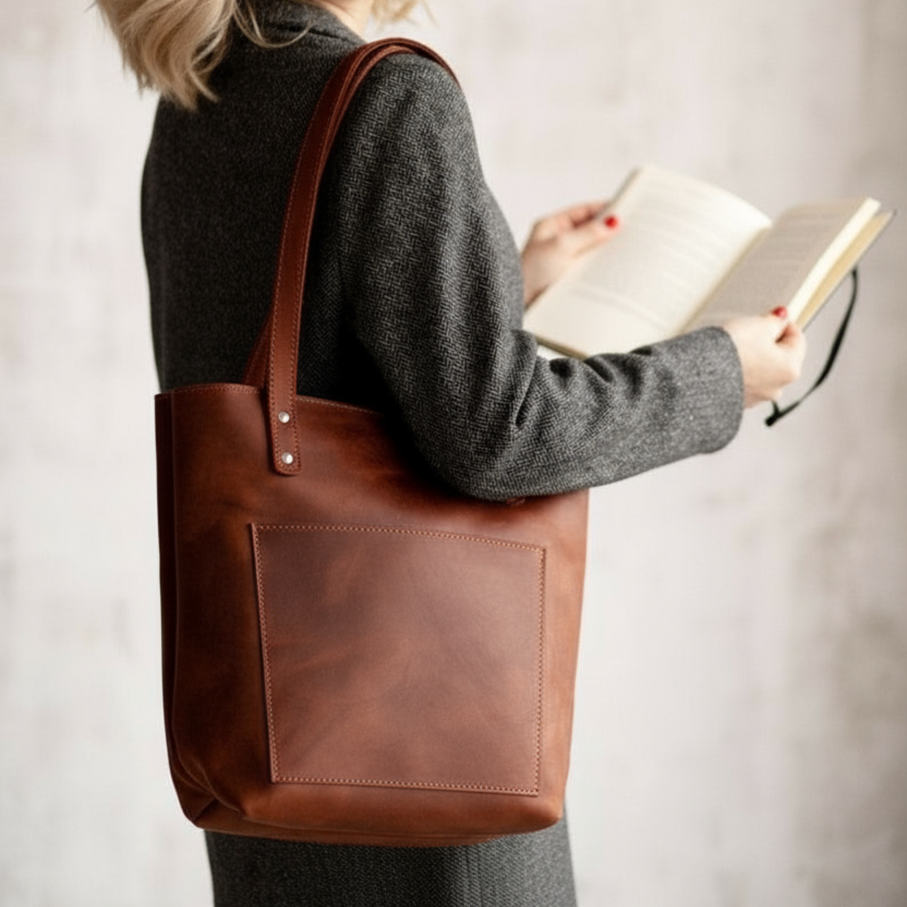 VT LEATHER TOTE FOR WOMEN