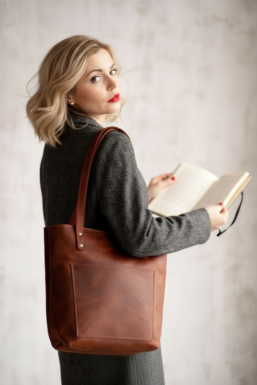 VT LEATHER TOTE FOR WOMEN