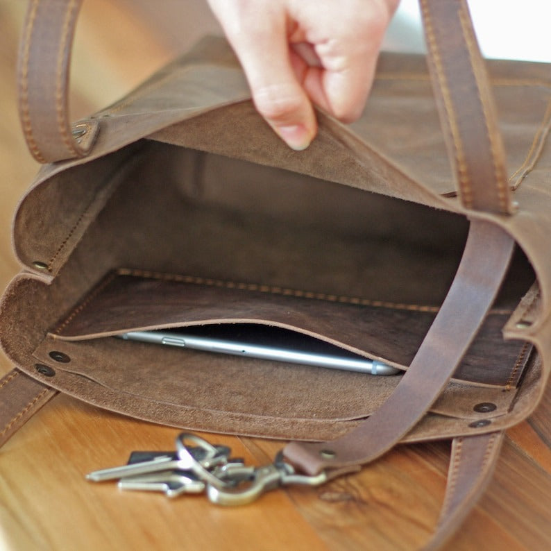 VT LEATHER TOTE FOR WOMEN
