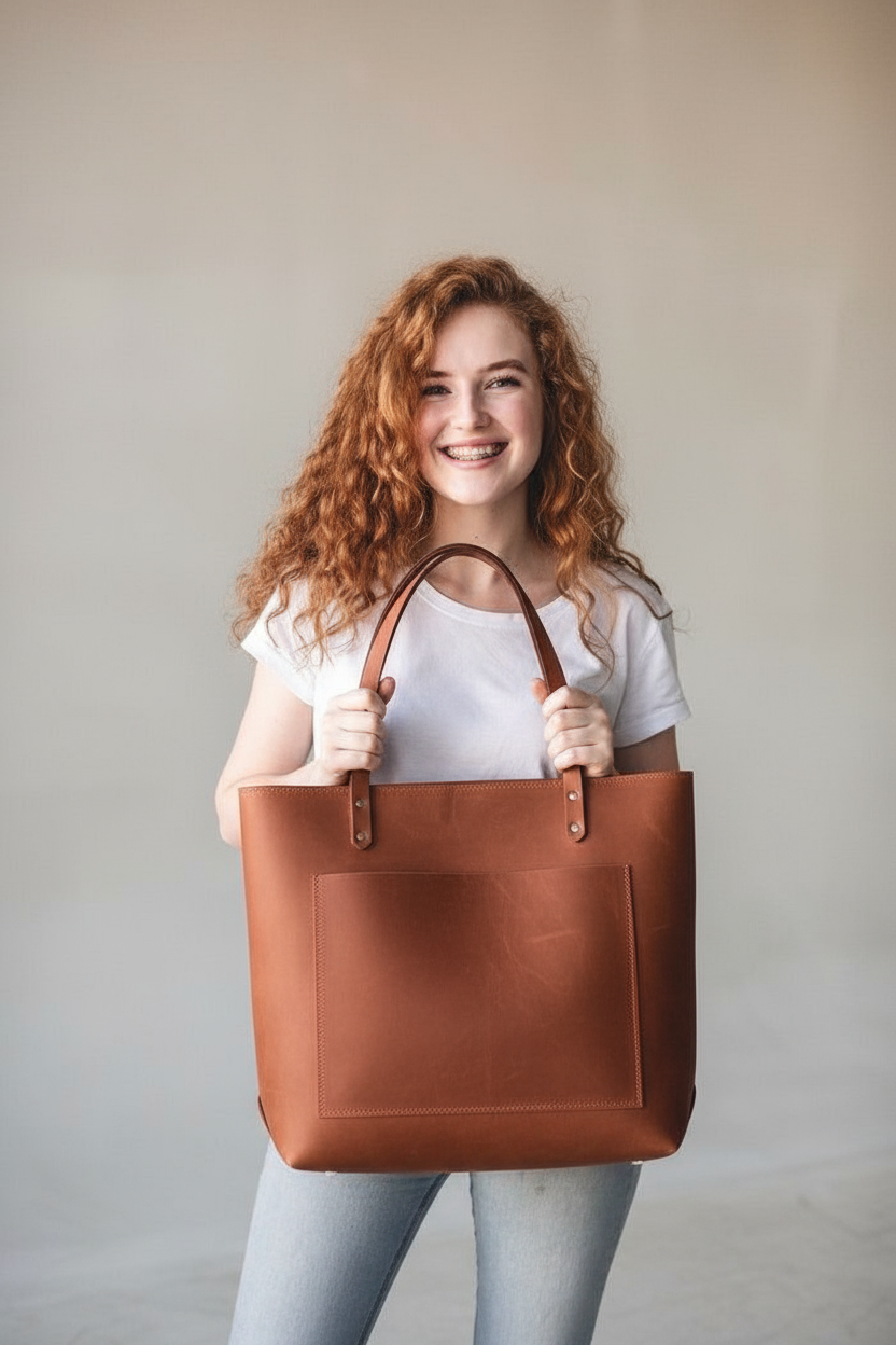 VT LEATHER TOTE FOR WOMEN