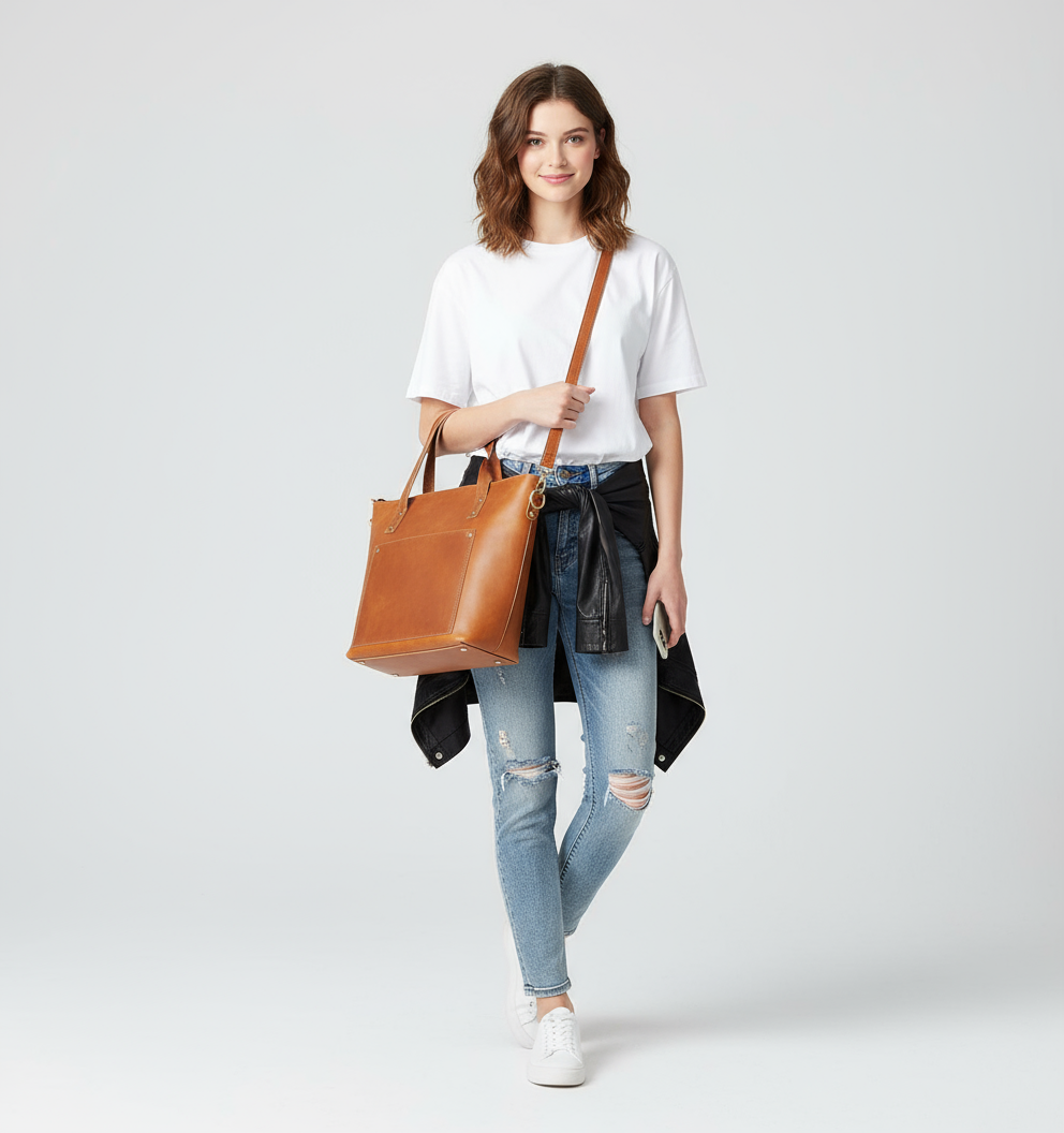 VT LEATHER TOTE FOR WOMEN