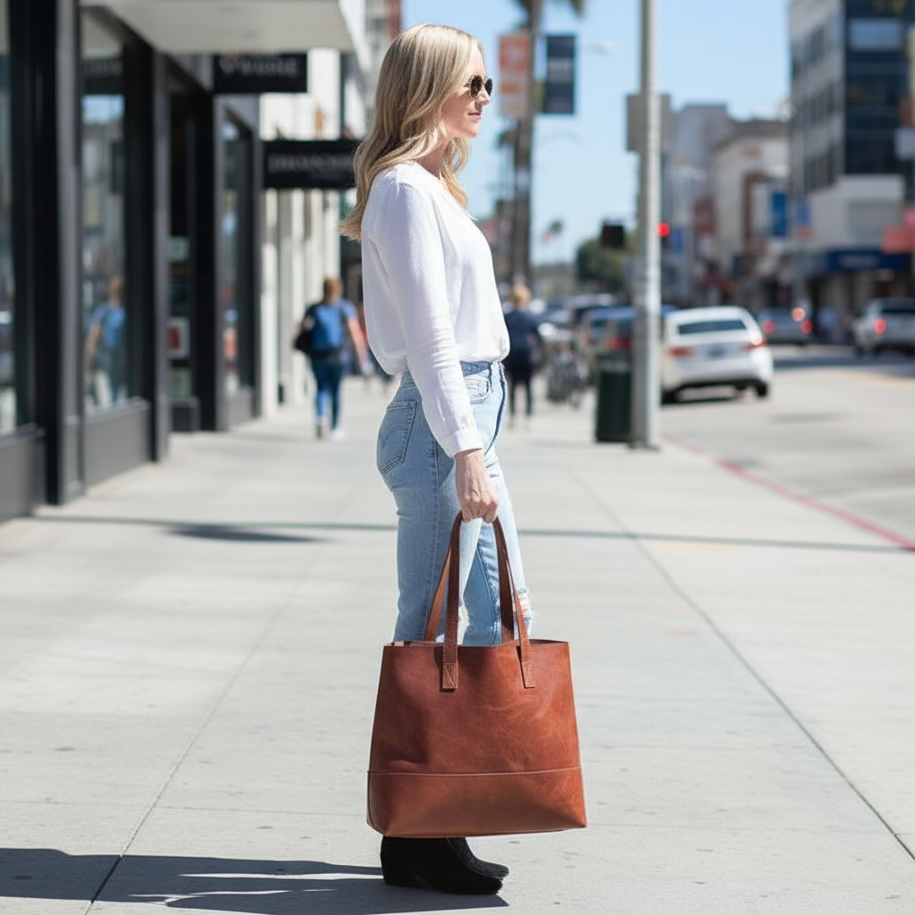 VT LEATHER TOTE FOR WOMEN