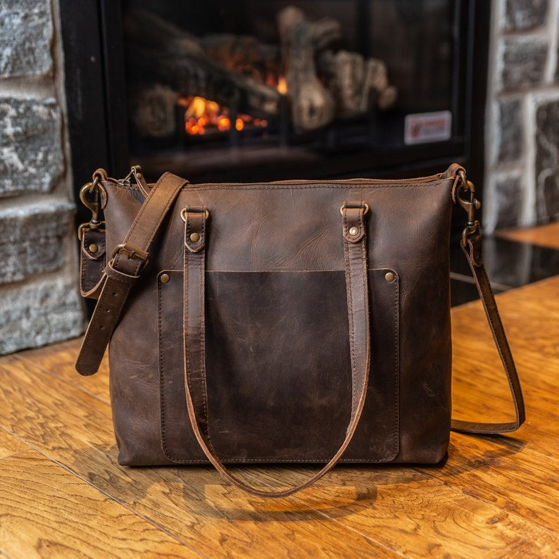 VT LEATHER TOTE FOR WOMEN