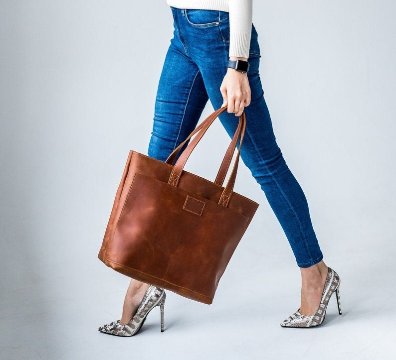 VT LEATHER TOTE FOR WOMEN