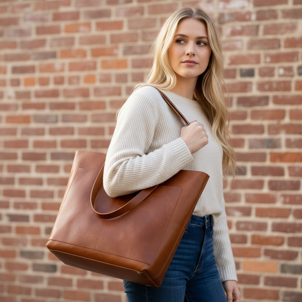 VT LEATHER TOTE FOR WOMEN