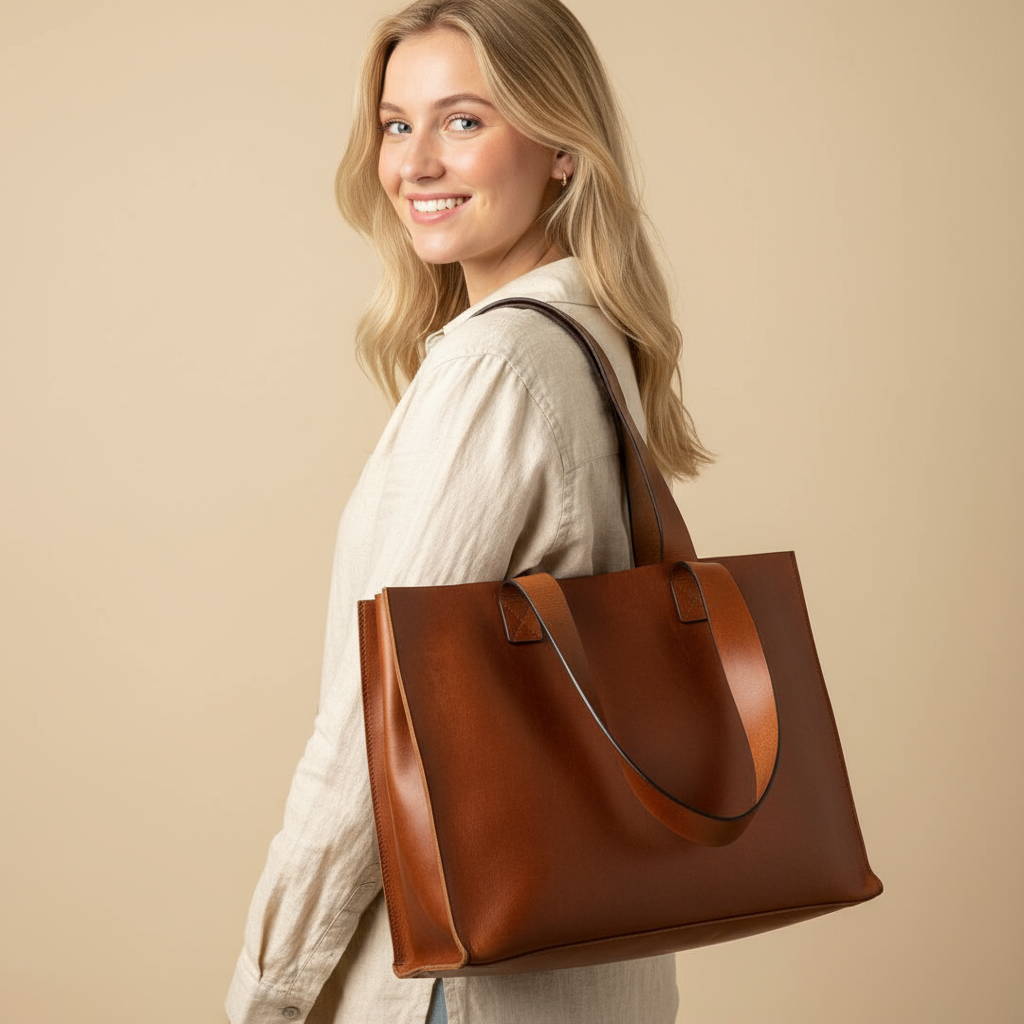 VT LEATHER TOTE FOR WOMEN