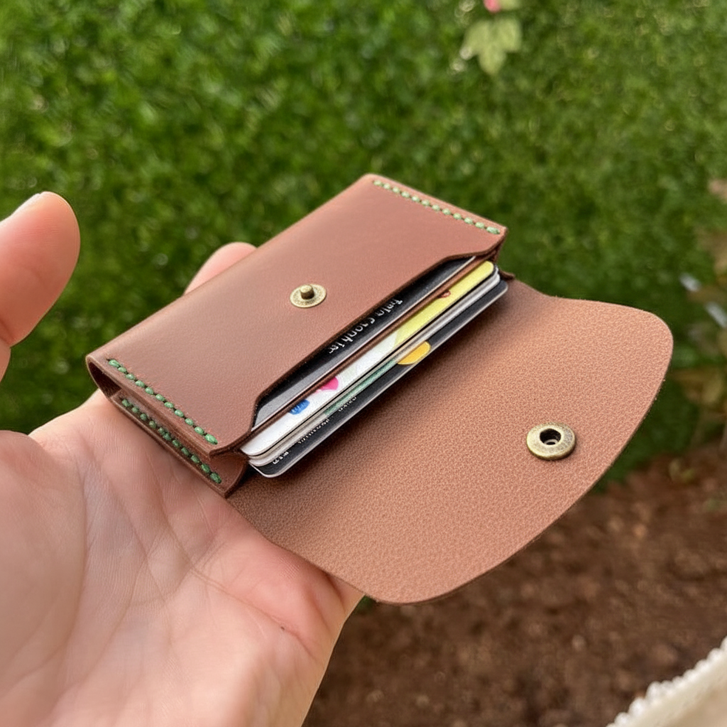 Brown leather wallet with card holder
