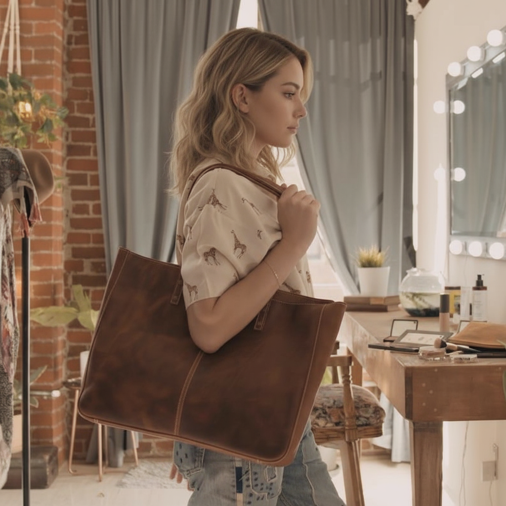 VT LEATHER TOTE FOR WOMEN