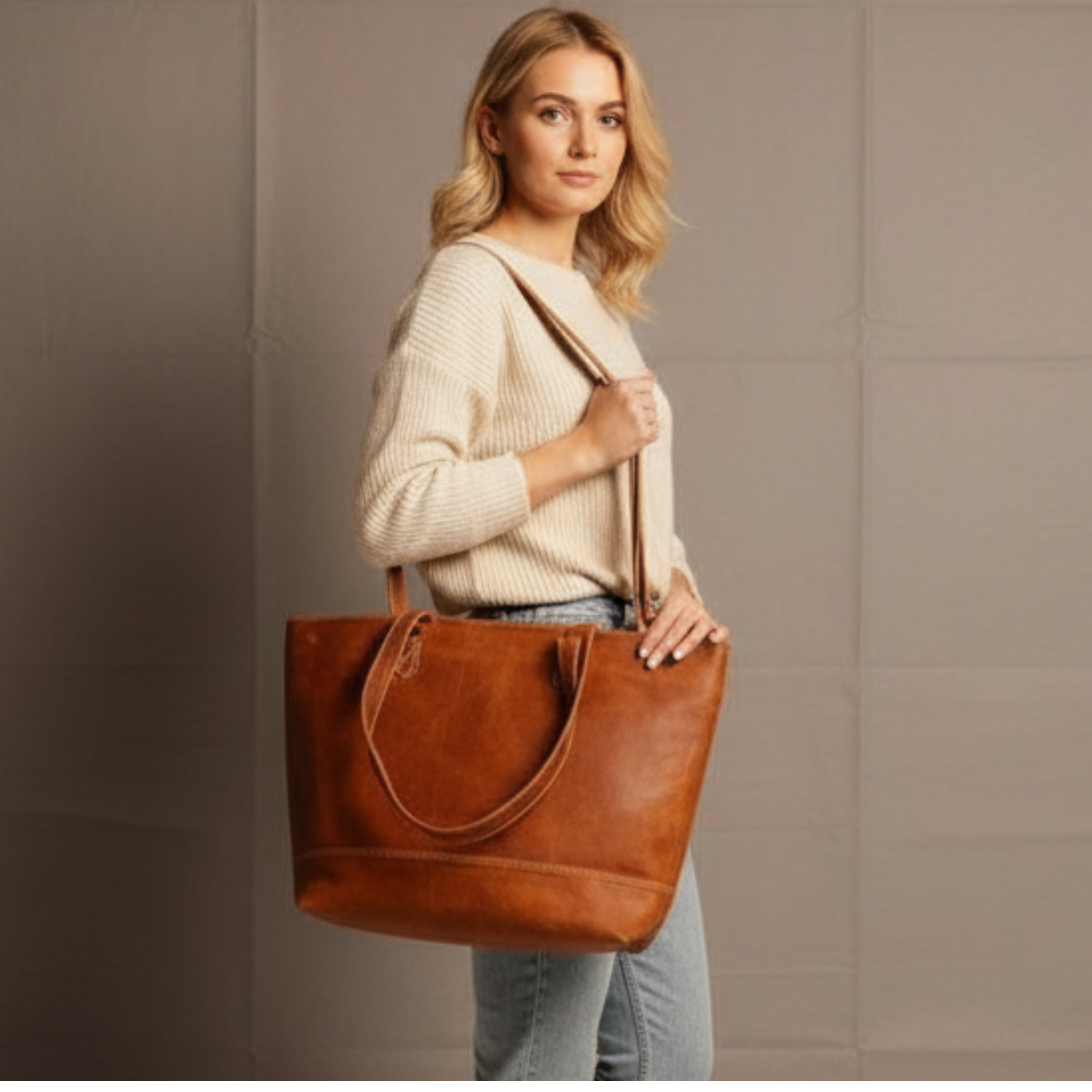 VT LEATHER TOTE FOR WOMEN