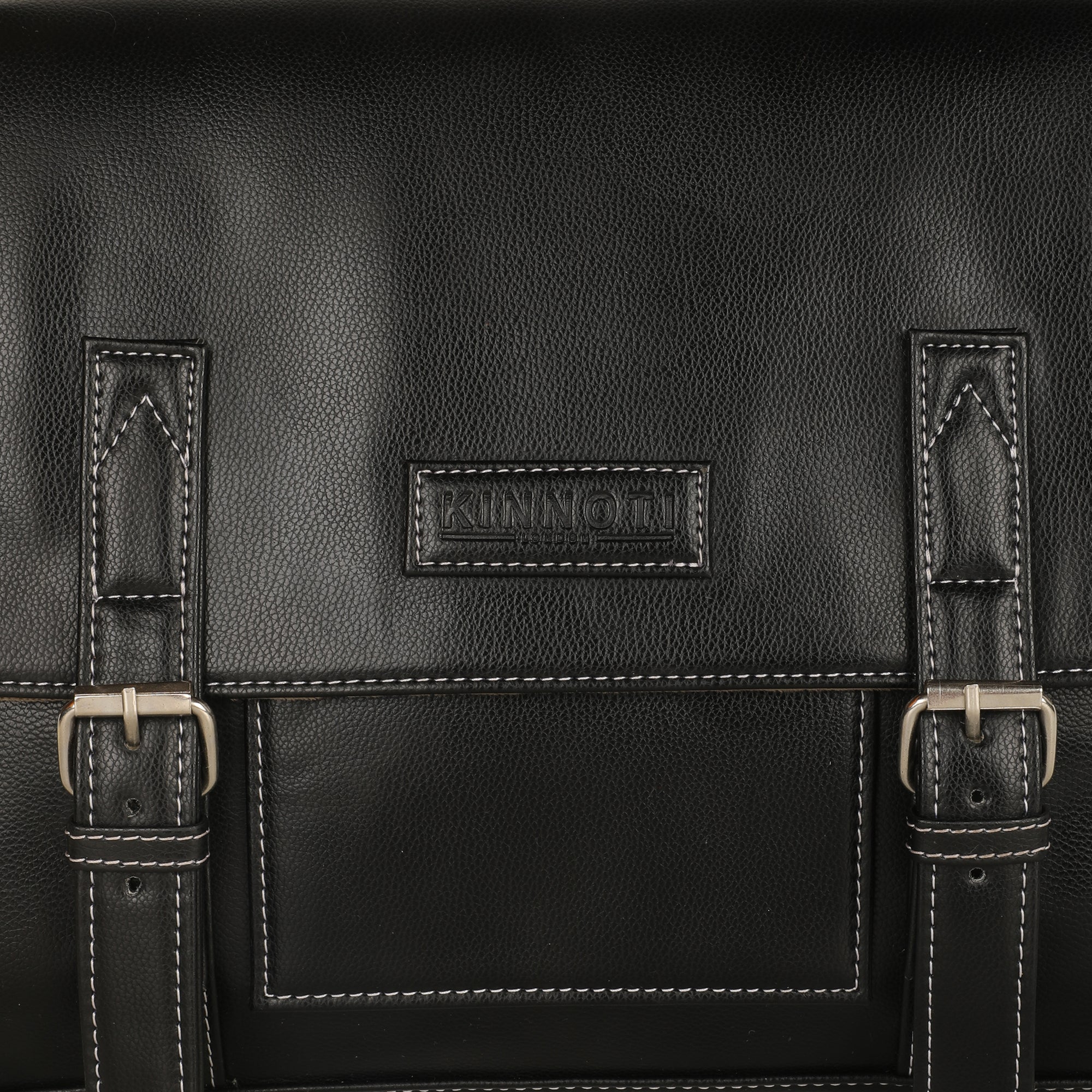 Black Men's Vegan Leather Messenger Bag with Adjustable Shoulder Strap
