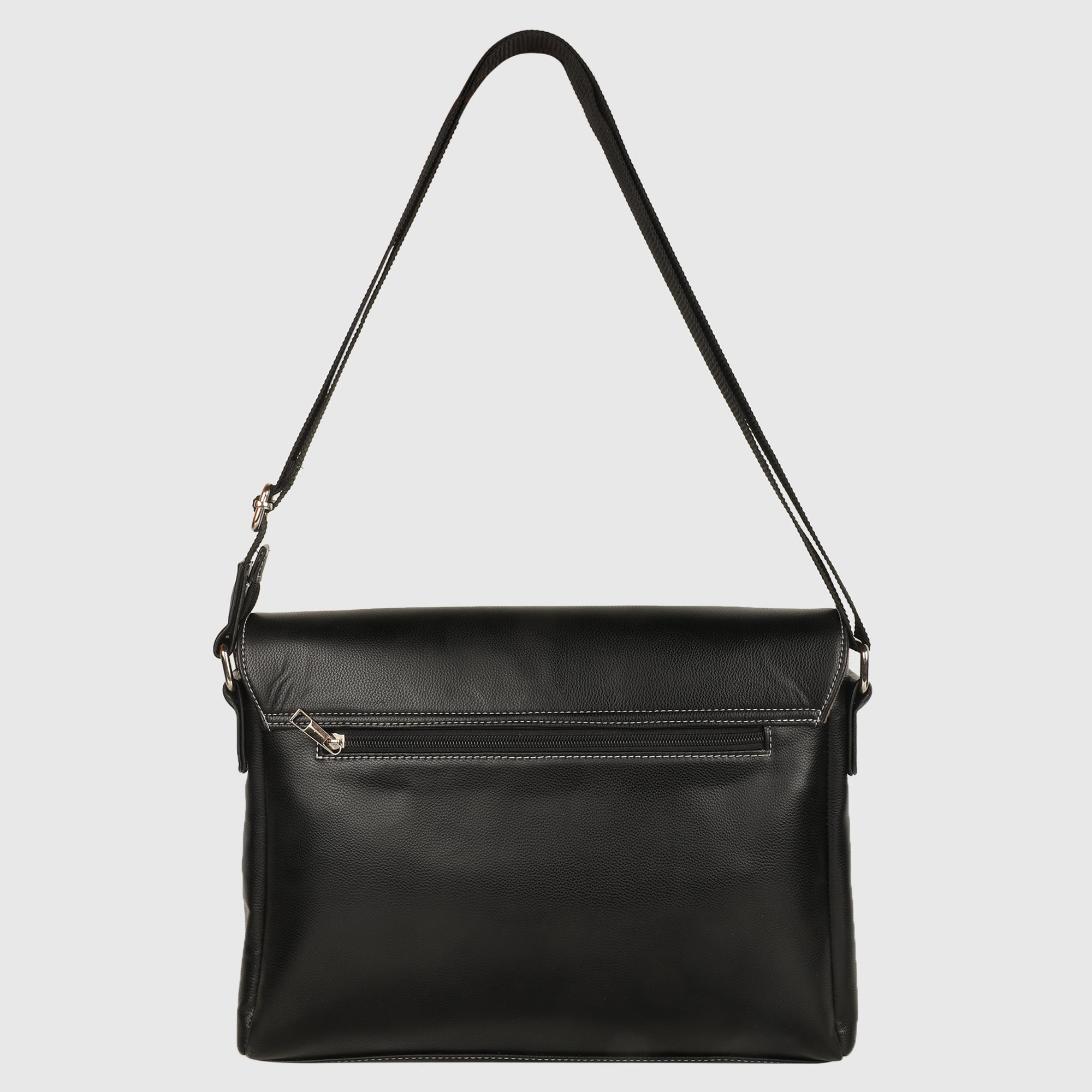 Brown Men's Vegan Leather Messenger Bag with Adjustable Shoulder Strap