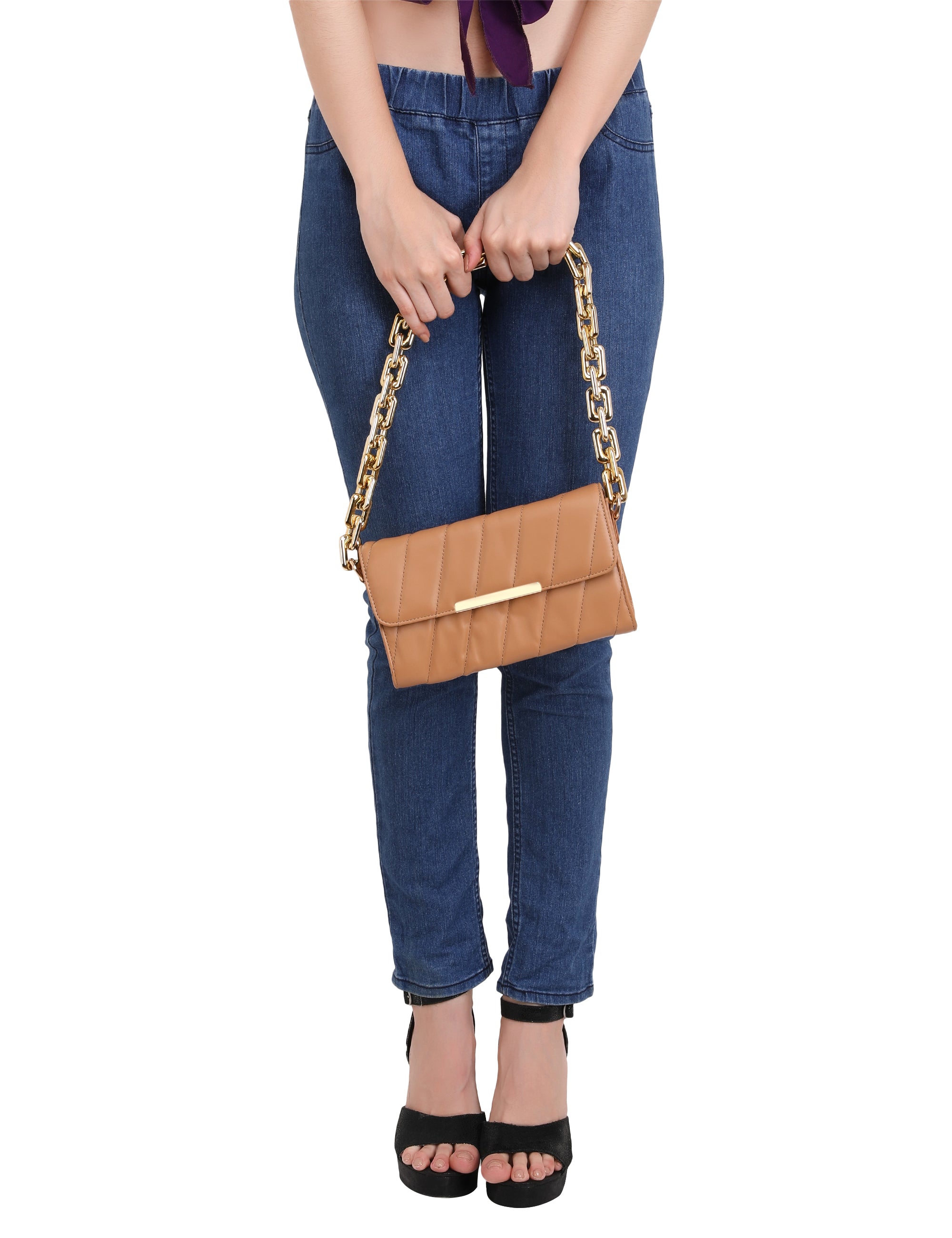 Flap Gold Plated Shoulder Bag