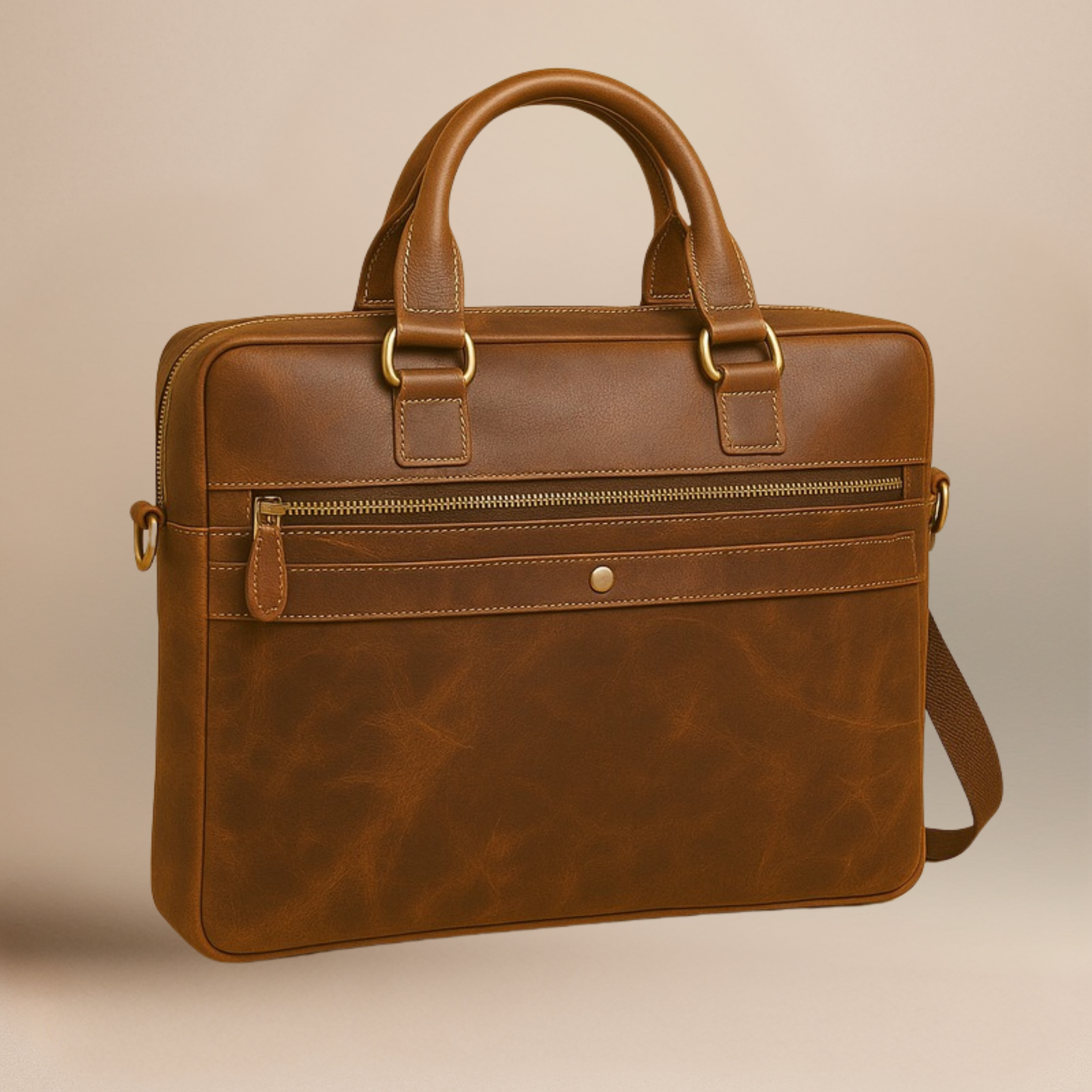 Multi Pocket Leather Laptop Bag