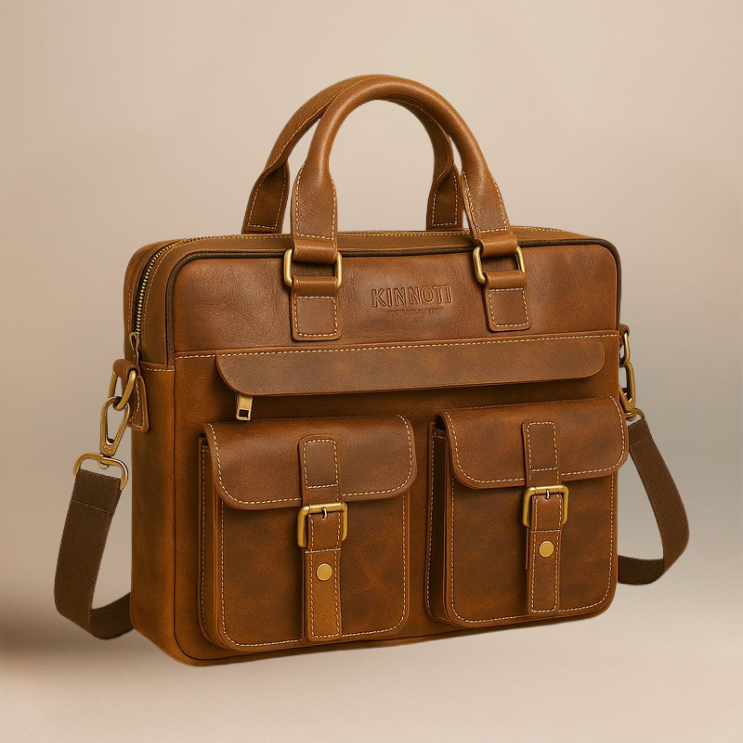 Multi Pocket Leather Laptop Bag