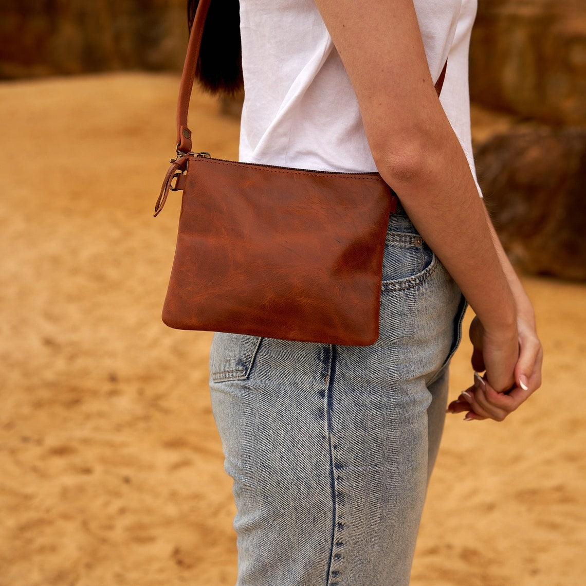 Tan Leather Sling Bag