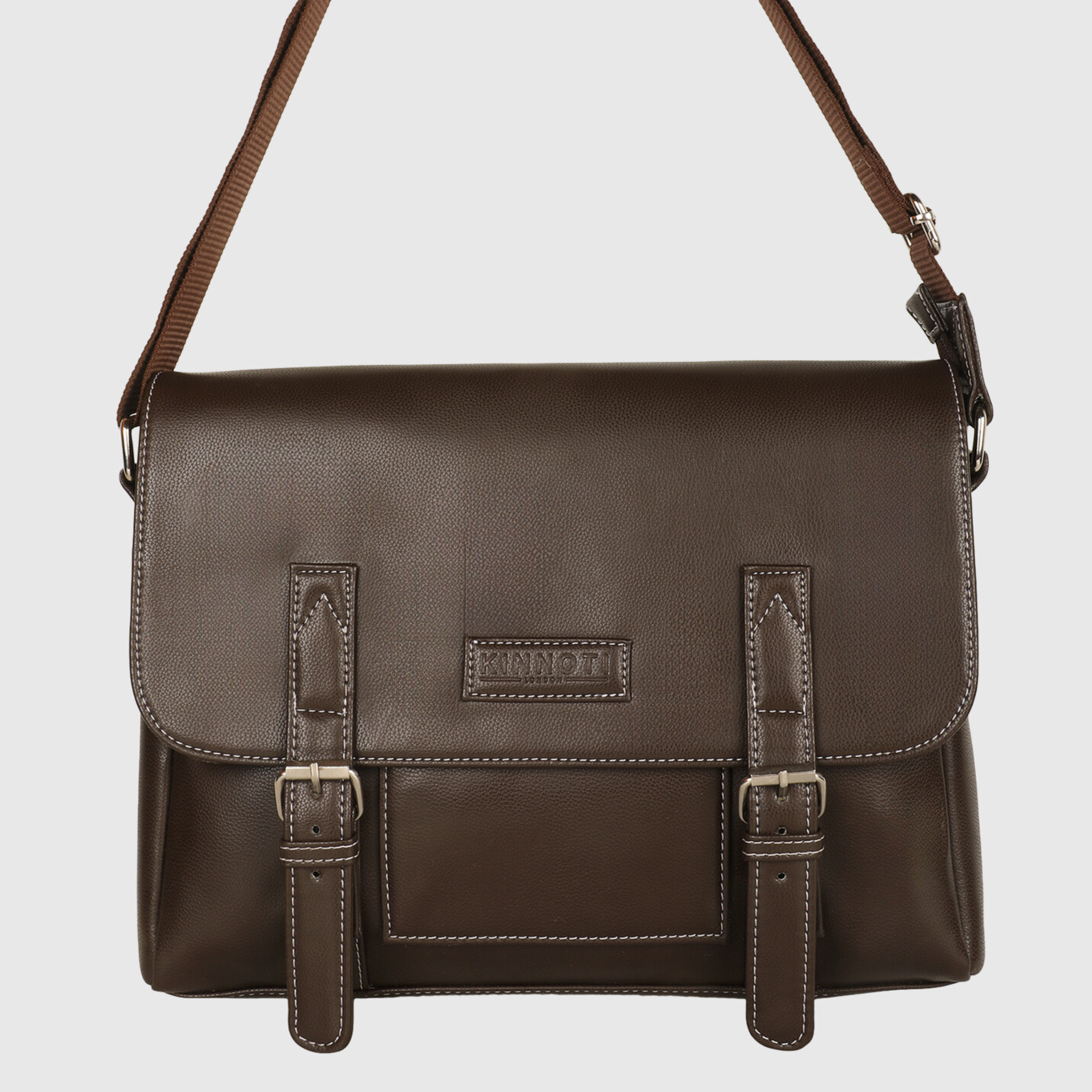 Black Men's Vegan Leather Messenger Bag with Adjustable Shoulder Strap