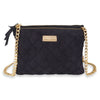 Kinnoti Apparel & Accessories Navy Blue Quilted Suede Leather Sling Bag
