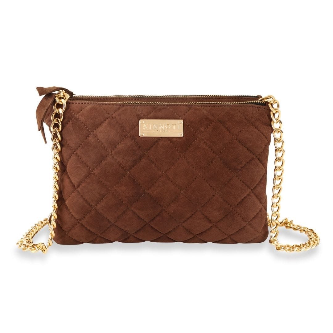 Kinnoti Apparel & Accessories Tan Quilted Suede Leather Sling Bag