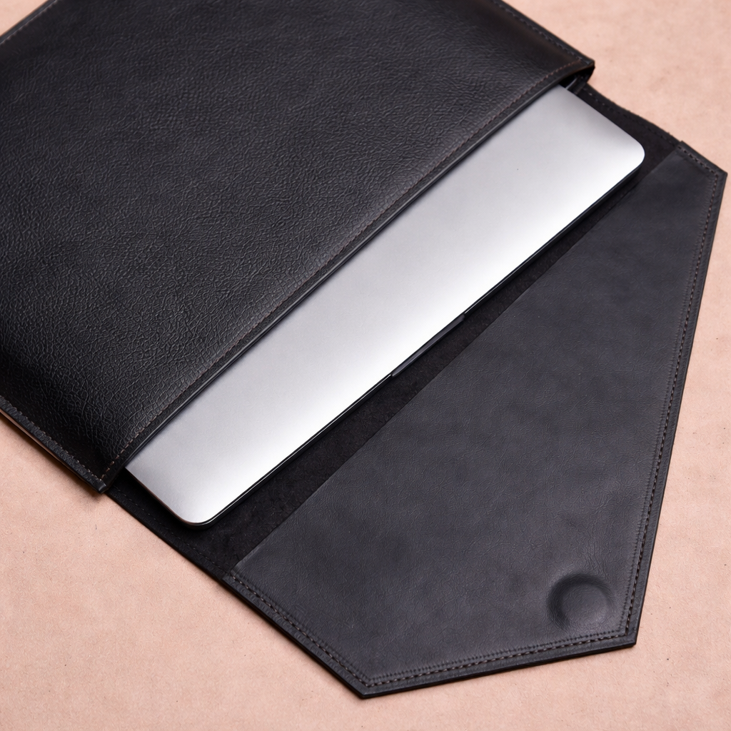 Kinnoti Black  Ripon Leather Laptop Sleeve
