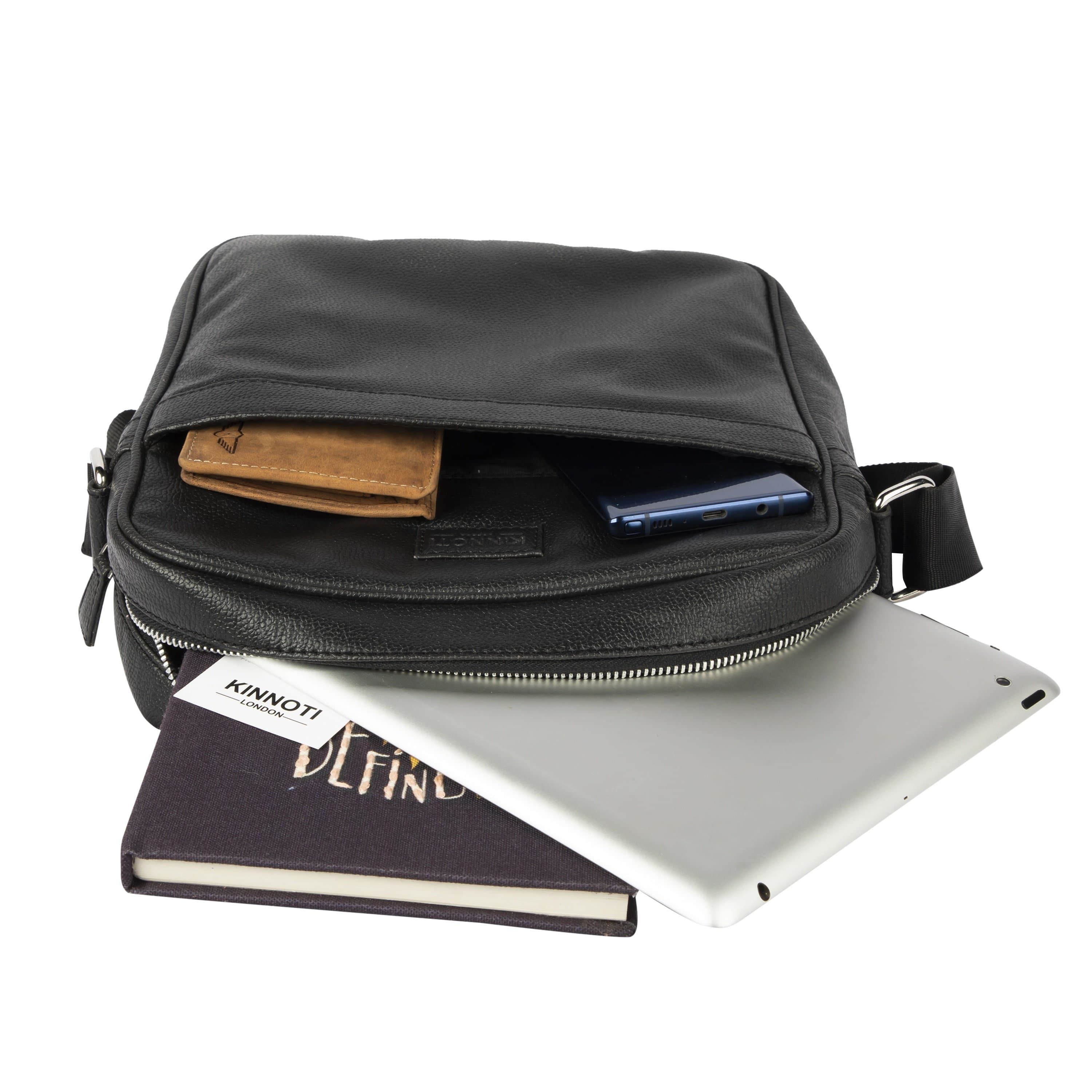 kinnoti Black Vegan Leather Messenger Bag