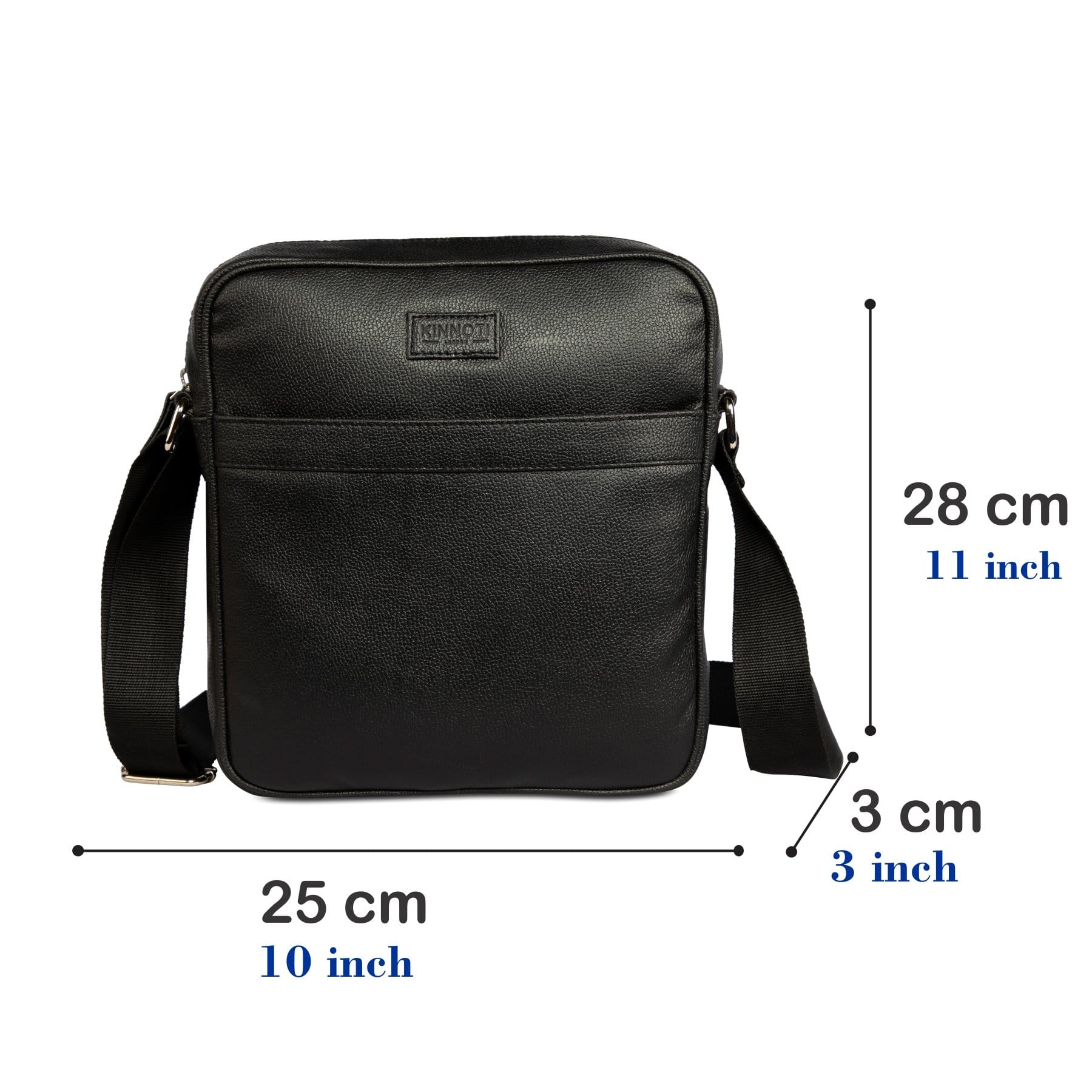 kinnoti Black Vegan Leather Messenger Bag