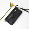 kinnoti Black Zipper Minimalist Leather Sling Bag