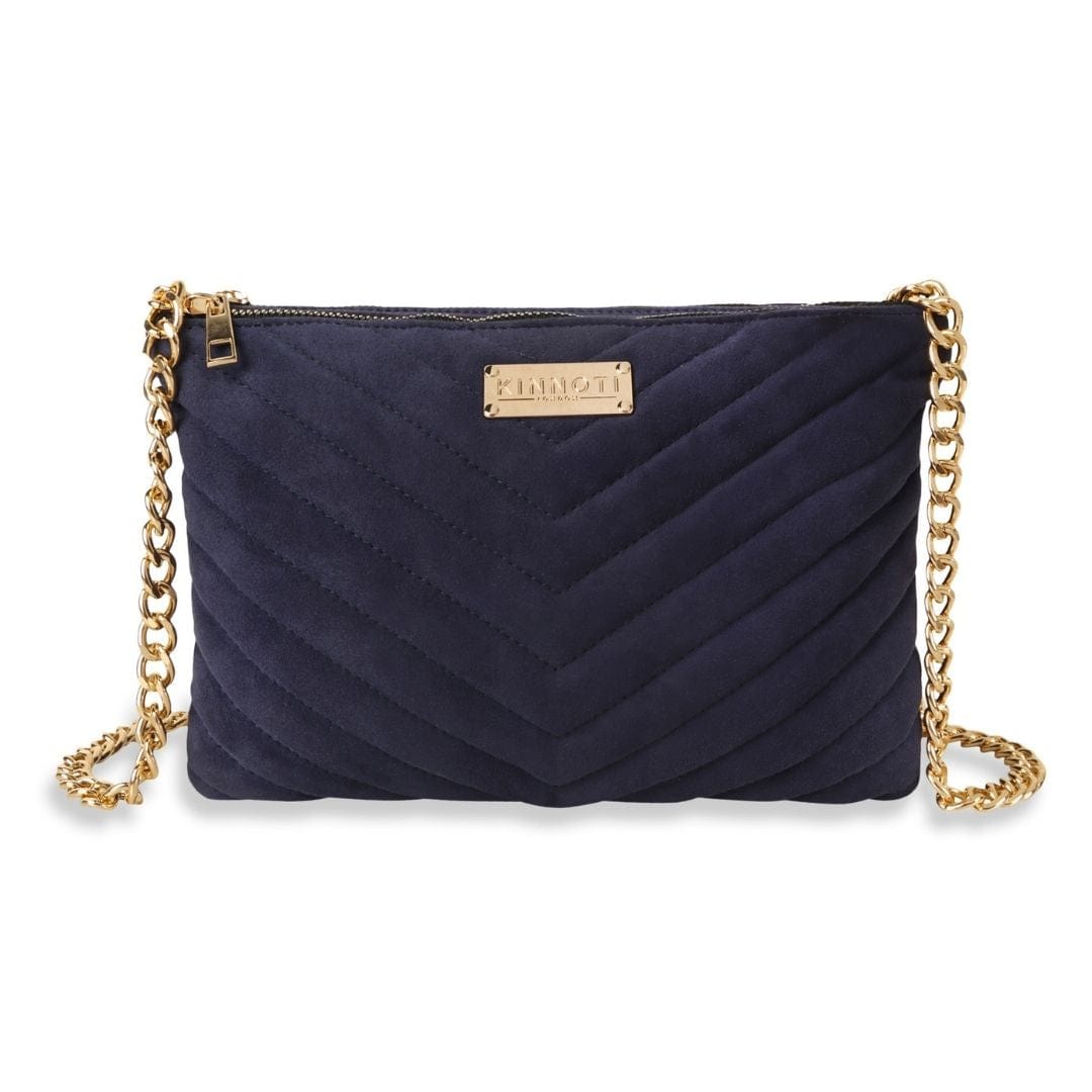 Kinnoti Blue Linear Quilted Suede Leather Sling Bag