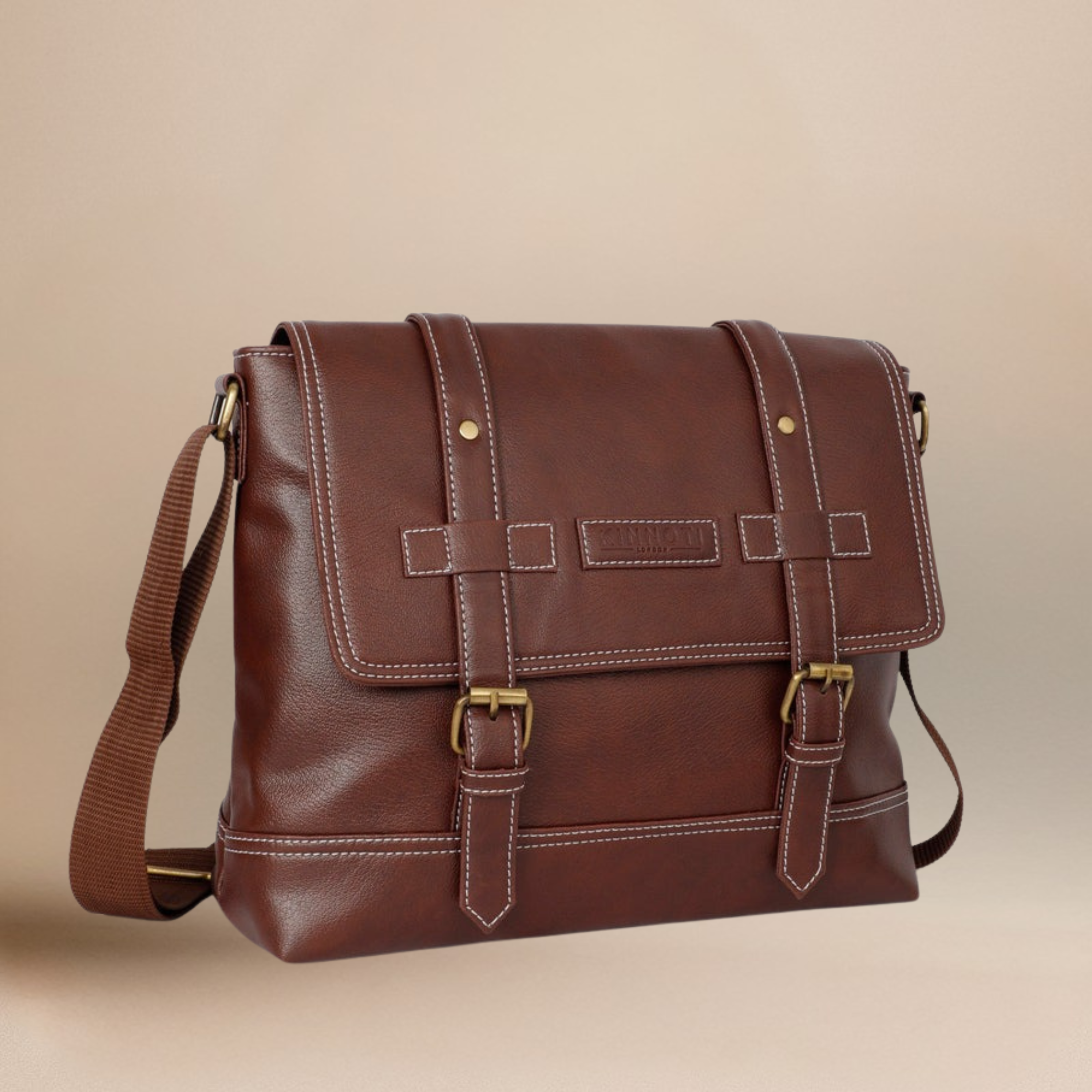 Kinnoti Boston Vegan Leather Messenger Bag with Adjustable Shoulder Strap, Water Proof and Dust Resistant