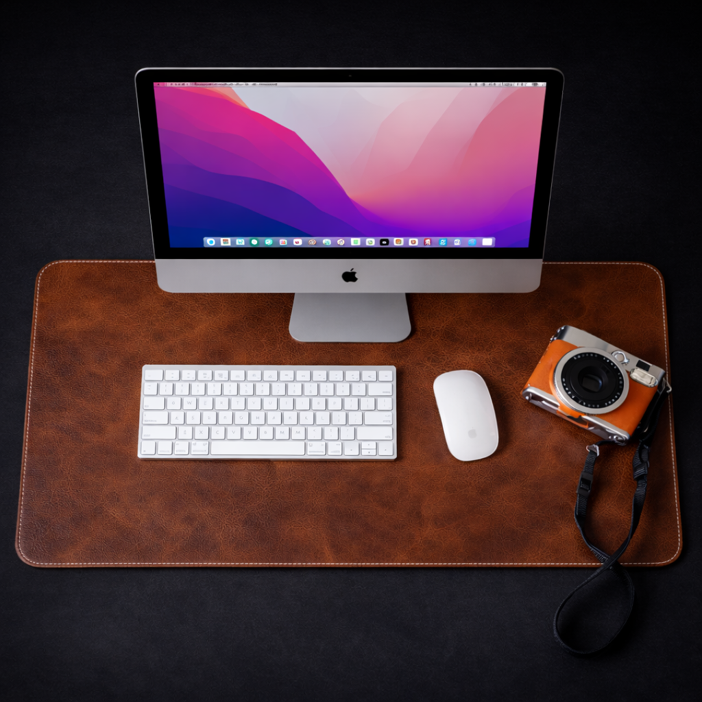 Kinnoti Brown Defender White Stitched Desk Mat